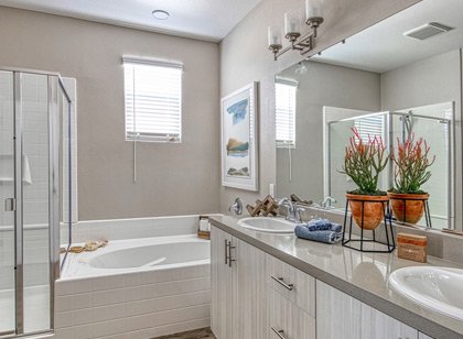 Classy limited space bathroom