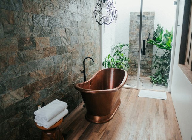 Bathroom flooring and vanity styling for traditional and modern bathrooms