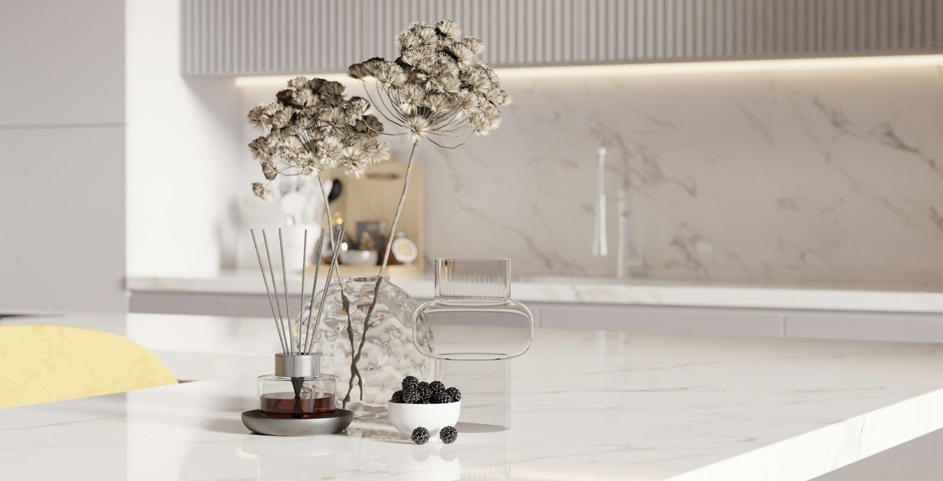 Large kitchen island and countertop material inspiration for Sacramento kitchen and bath remodeling